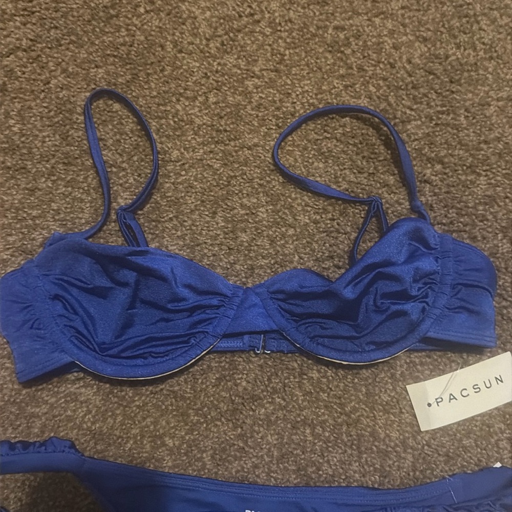 BLUE PACSUN BIKINI- small top, medium bottoms.